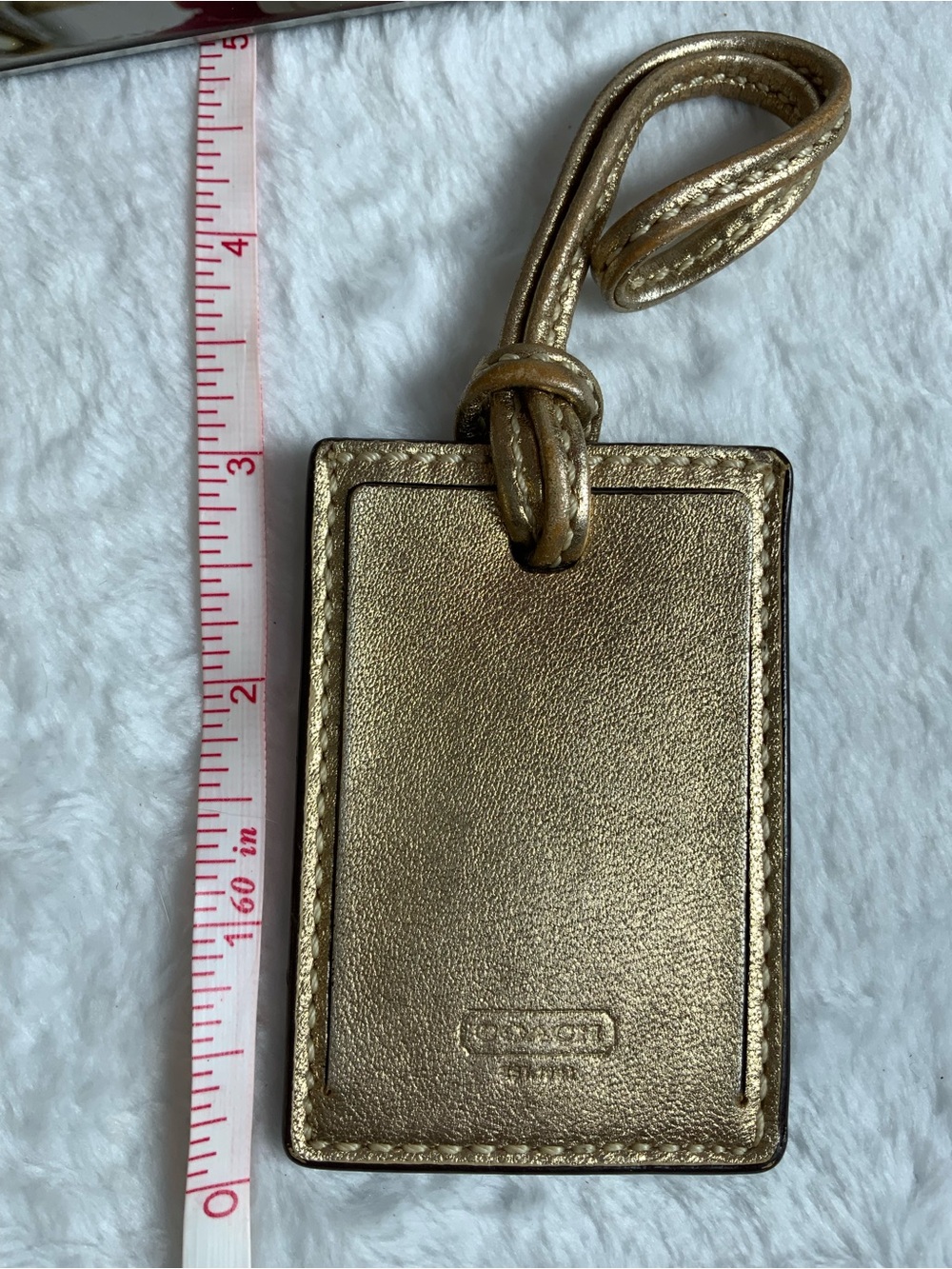 Coach Metallic Gold Leather Tag with Strap